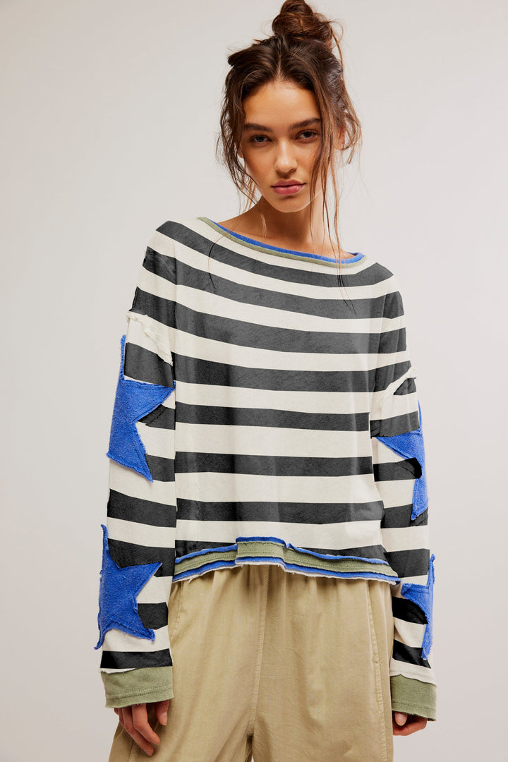 Femme Fritidstrøje Sweatshirt med stjernestikninger Stilla