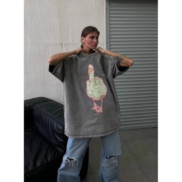Dame Oversized T-Shirt med provokerende motiv Stilla