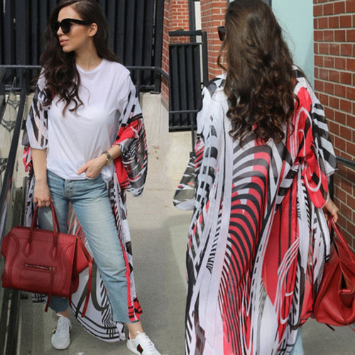 Femme Stilfuld Trykt Kimono Indpakning Stilla
