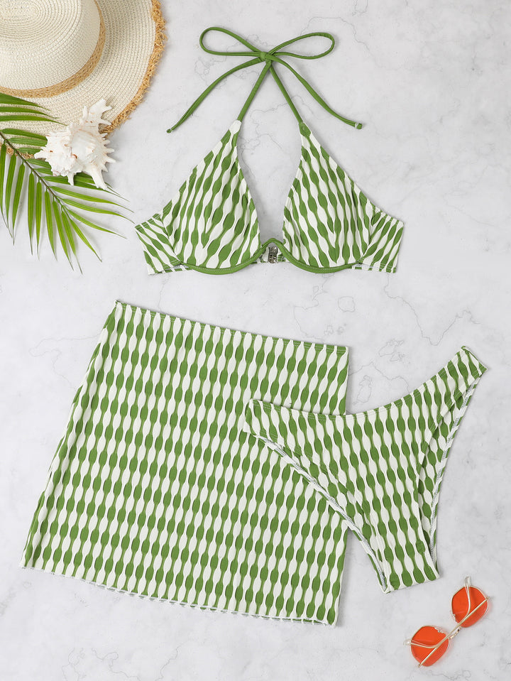 Damebikini med moderne skirt-design og raffineret mønster Stilla