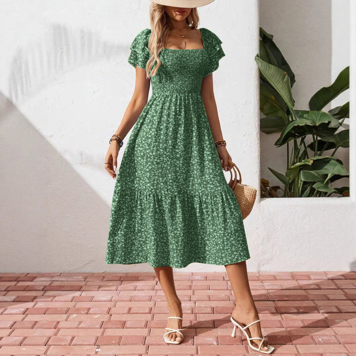 Dame Off-Shoulder Maxikjole med blomsterdesign og elastisk overdel Skovae