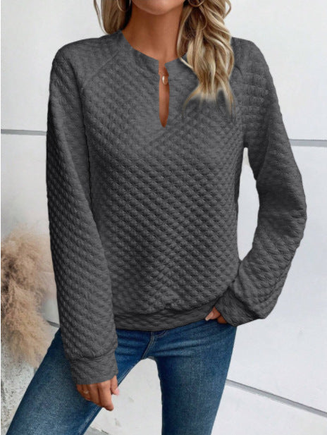 Kvinders sweatshirt med struktureret quiltet design og fashionskåret halsudskæring Stilla