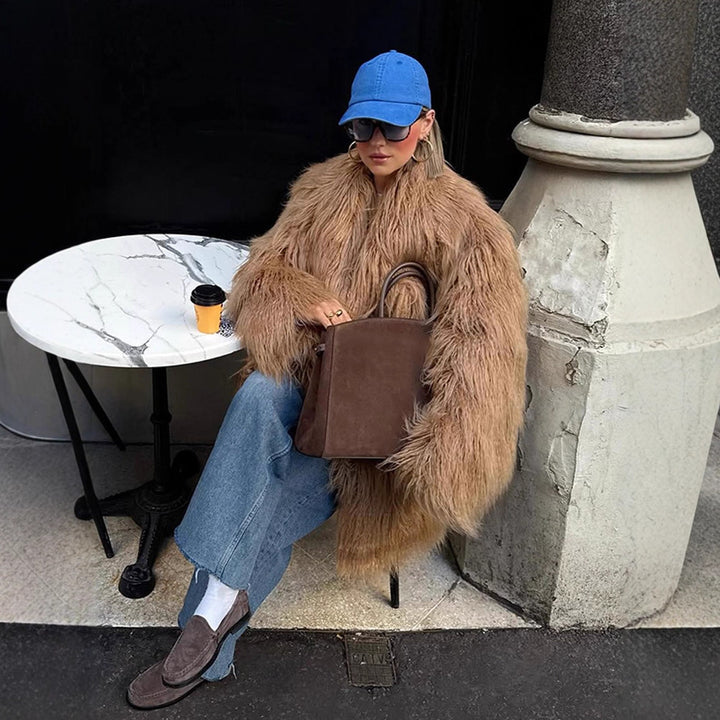 Dame Oversized Künst pelsjakke Stilla