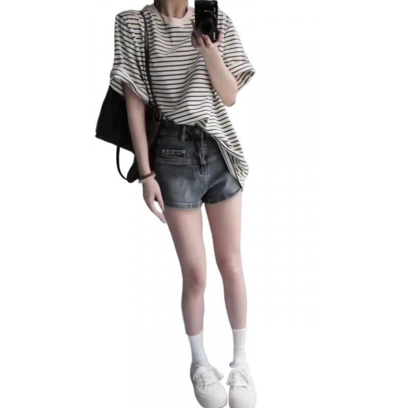 Femme Størrelser stribet T-shirt Stilla