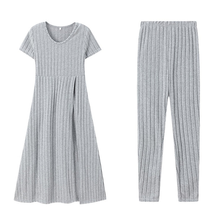 Dame Rib Maxi Kjole og Leggings Sæt Stilla