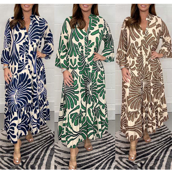 Dame stilfuldt tropisk print-maxikjole Stilla
