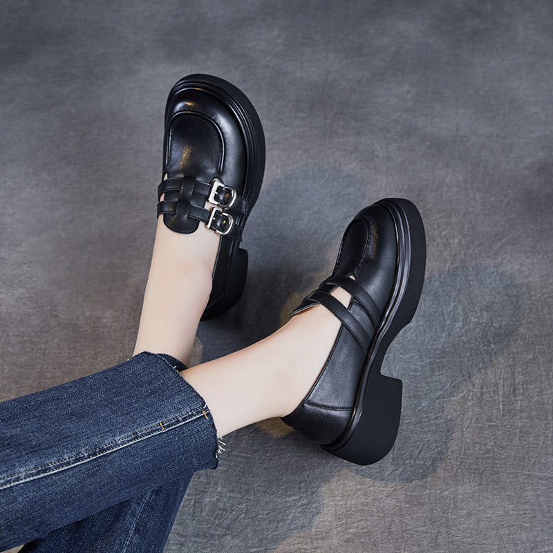 Dame Chunky Hæklet Slipper Loafers med dekorative spænder Stilla