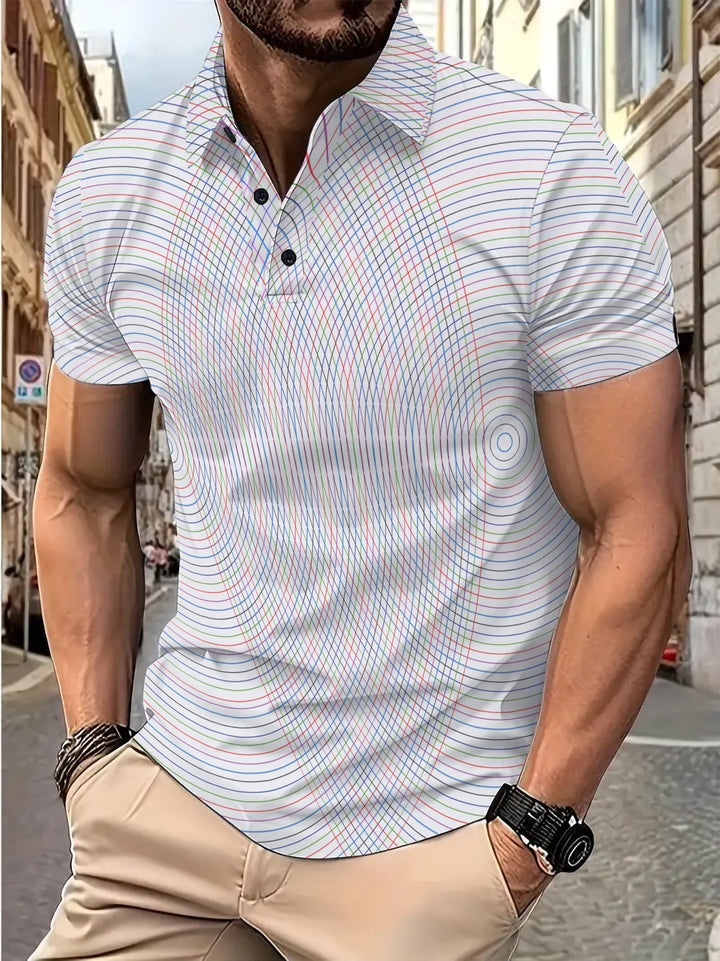 Herrer Poloshirt med moderne grafiske linjer og åndbar materiale teknologi Stilla