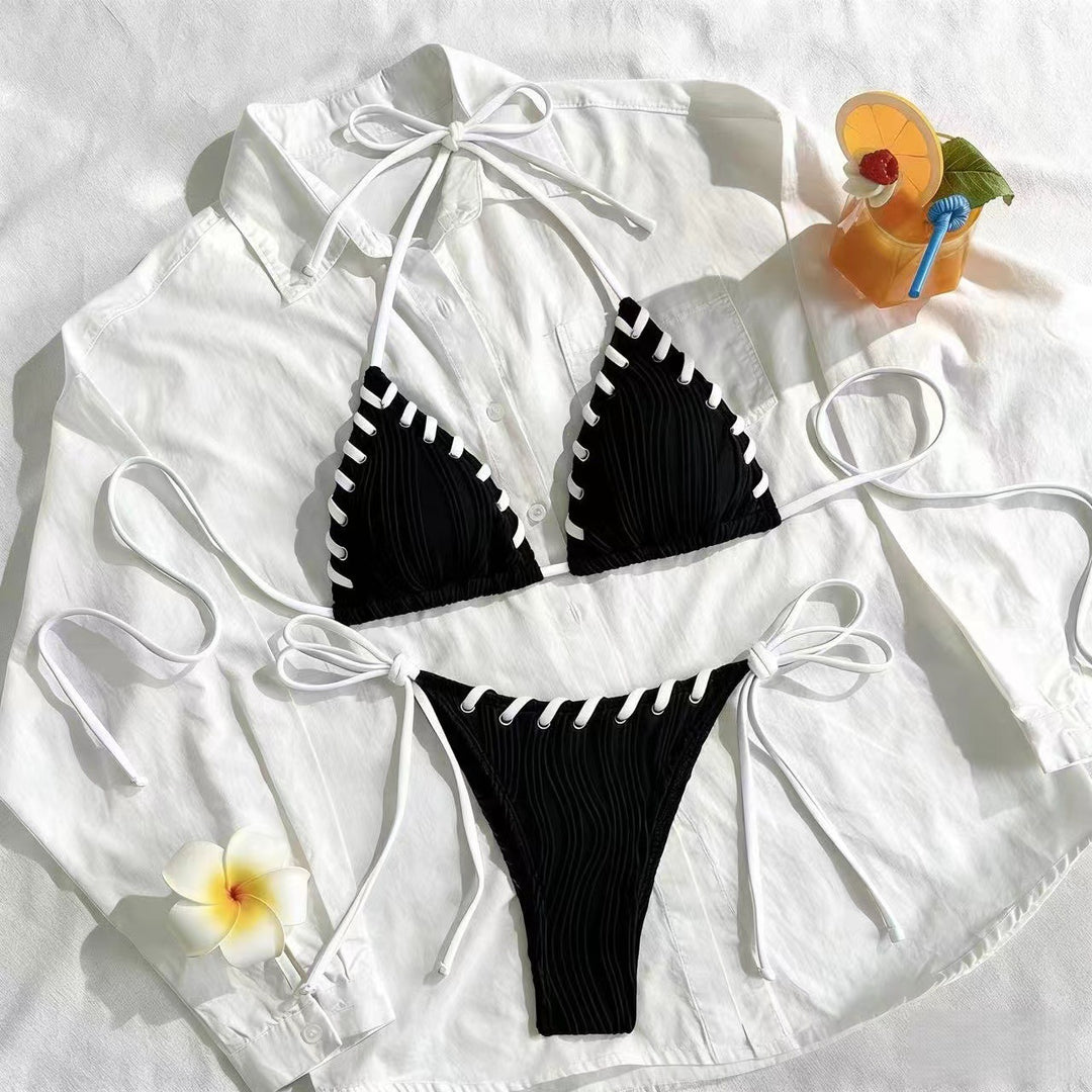 Dame Bikini-sæt med elegant flæsedesign og justerbare stropper Skovae