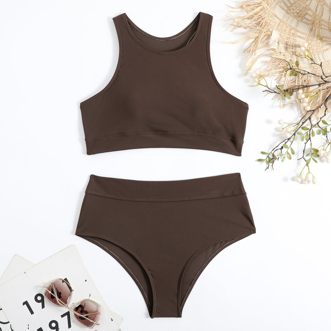 Dame Sporty Bikini-sæt med højt skåret bottom og racerback-top Stilla