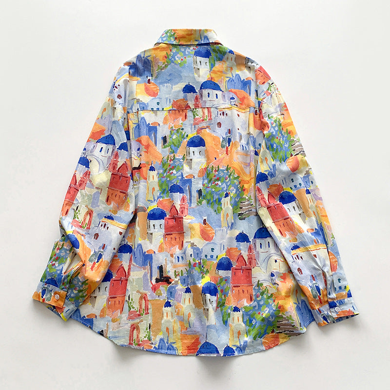 Dame farverig kunstbluse Stilla