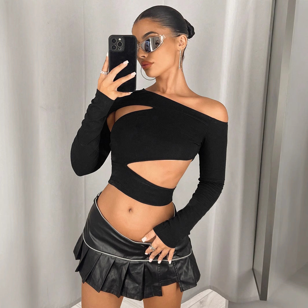 Kvindernes Asymmetrisk Crop Top med Udsnitsdetaljer Stilla