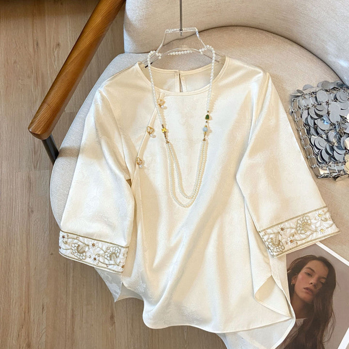 Femme Elegante Bestickte Peplum-overdel Stilla