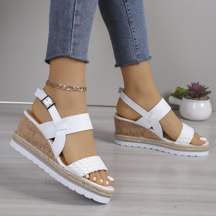 Dame Wedge-sandaler med flettet overmateriale og komfortabel korkhæl Stilla