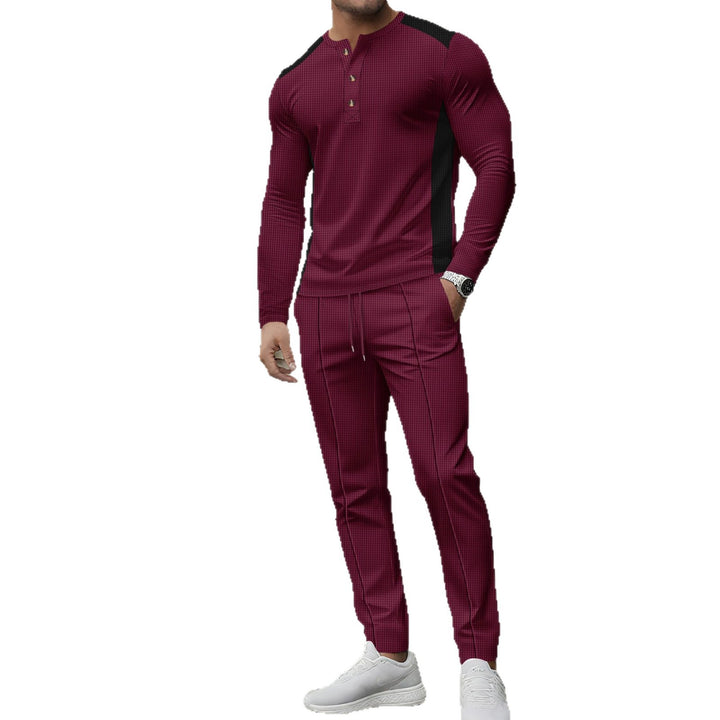 Herrer sportligt langærmet skjorte og joggingbukser sæt med struktureret design Stilla