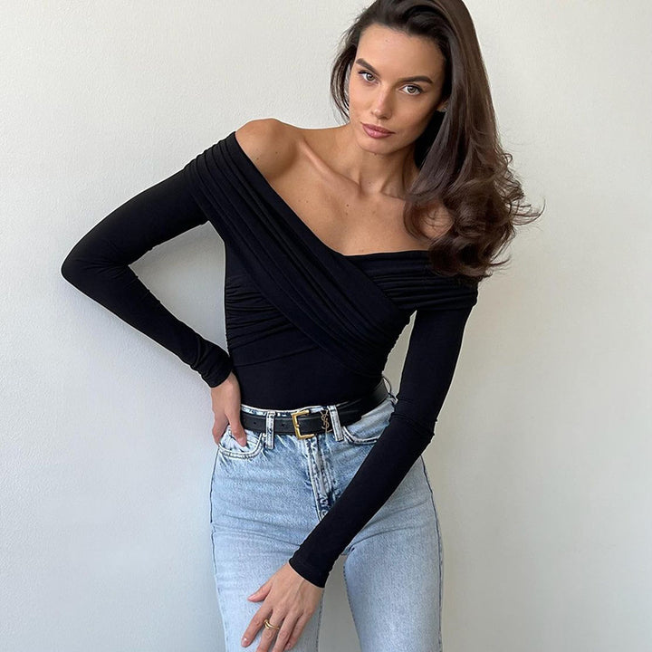 Dame Body med off-shoulder design og draperede ærmer Skovae