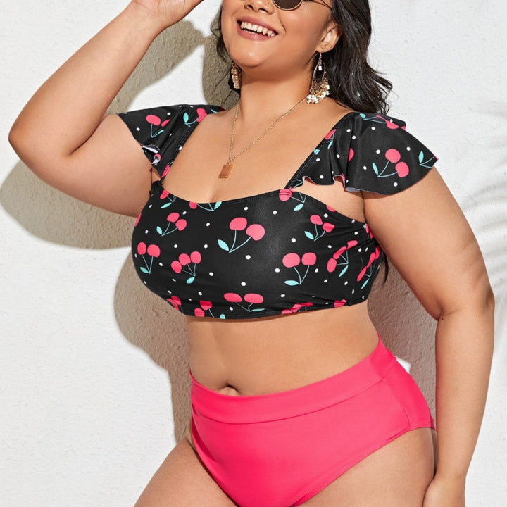Dame Bikini-sæt med blomstret top og høj talje-trusse Skovae