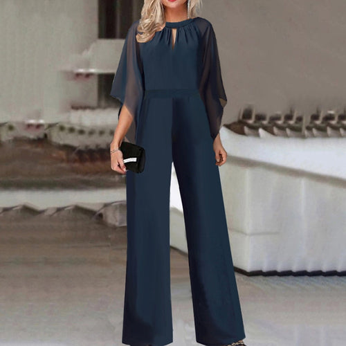 Damer elegant Jumpsuit med brede ben og gennemsigtige ærmer Stilla