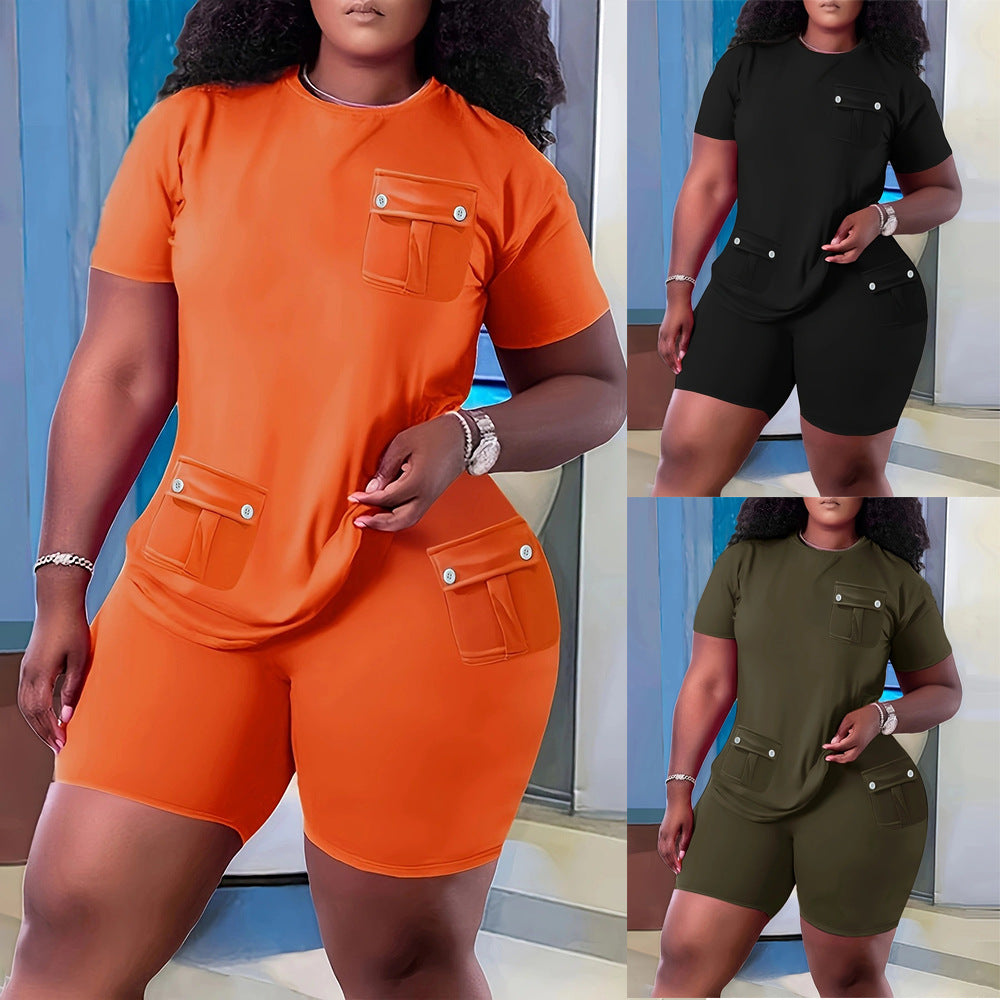 Dame T-shirt og shorts outfit med utility-lommer Stilla
