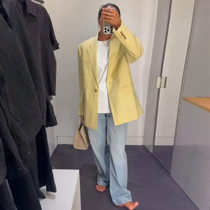 Dame afslappet linned blazer med struktureret snit og elegante detaljer Stilla