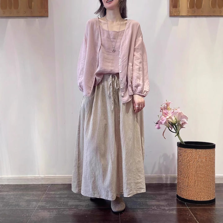 Femme Letvægts Lagdelt Maxi-Nederdel og Bluse Sæt Stilla
