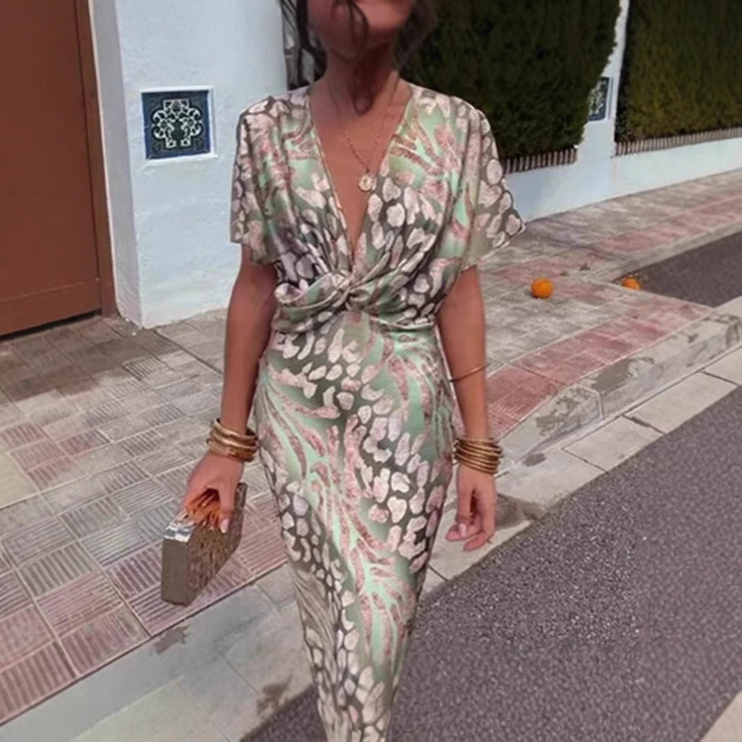 Dame Maxi-kjole med elegant indviklet overdel og blomster mønster Stilla