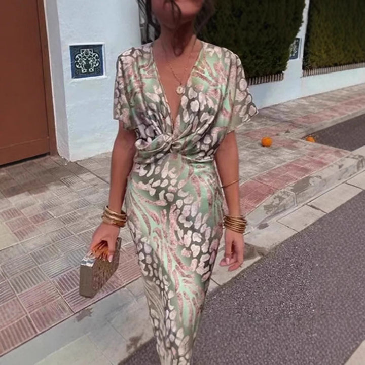 Dame Maxi-kjole med elegant indviklet overdel og blomster mønster Stilla