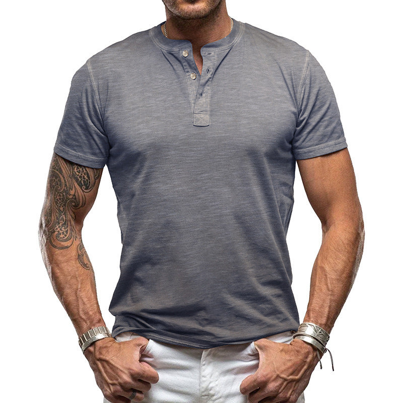 Herrer Kortærmet Henley T-Shirt med moderne Button-Down-udskæring Stilla