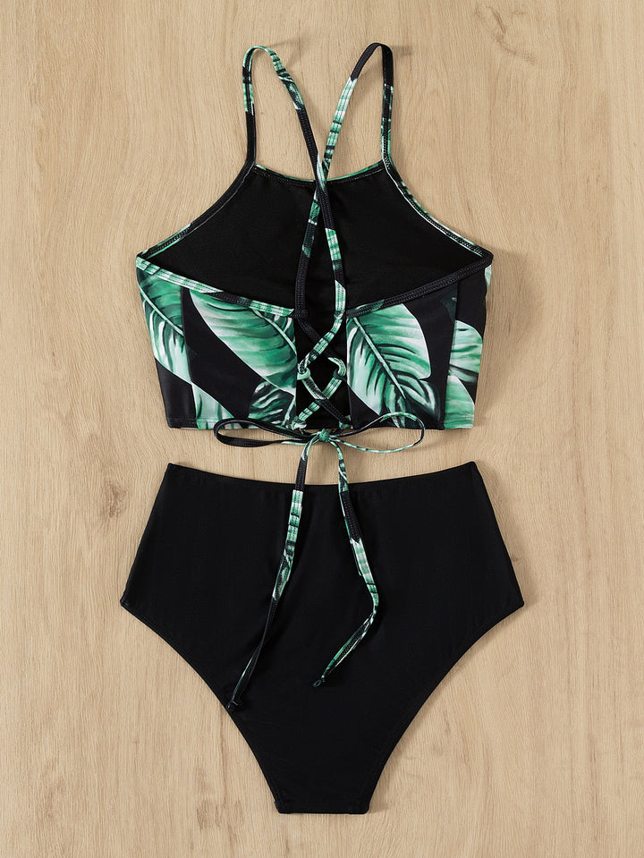 Dame Højskåret Bikini med blomster-design på stropperne Stilla