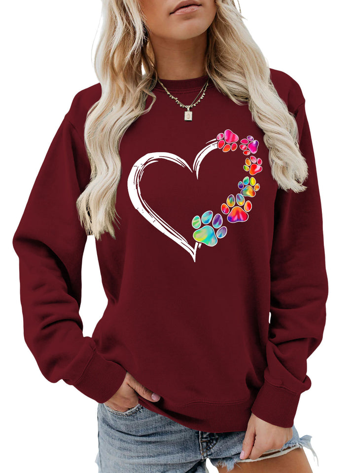 Kvinders sweatshirt med kreativ pote hjerte design Stilla