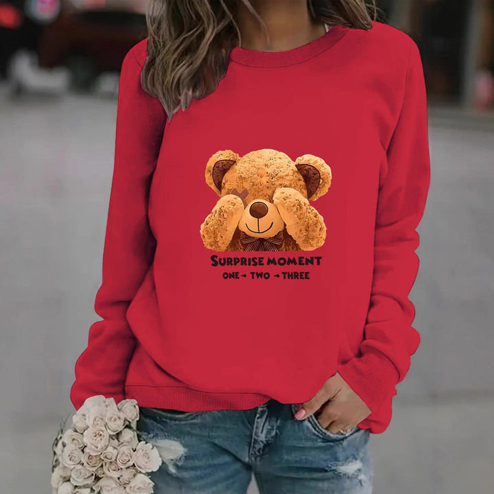 Kvinder Sweatshirt med unikt bjørnemotiv og underholdende sætning Skovae