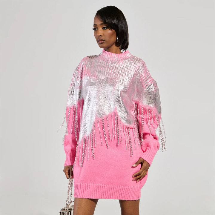 Kvinders Glamourøse Sweater med Glitter Frynser Stilla