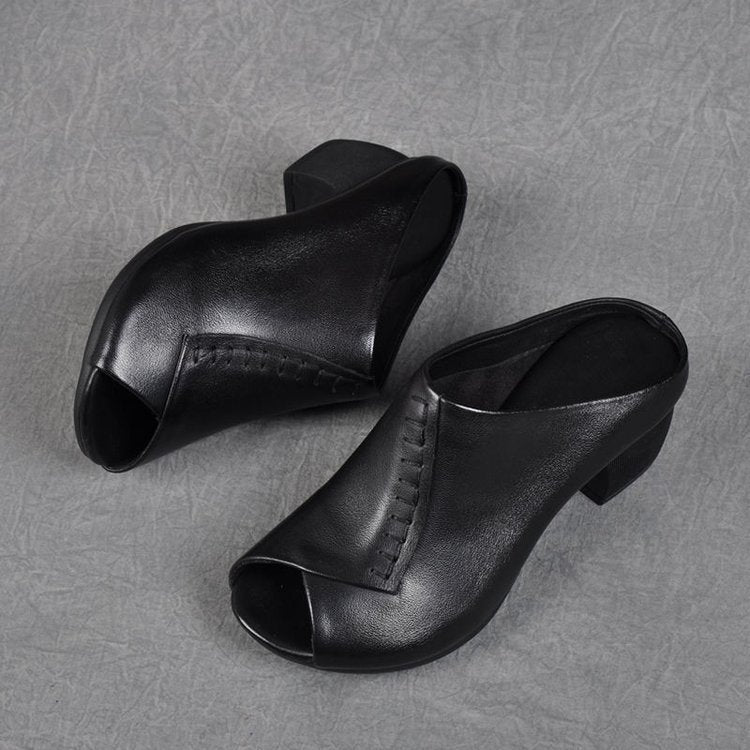 Dame Elegante åbne clogs med moderne cut-out-design og komfortabel blokhæl Stilla