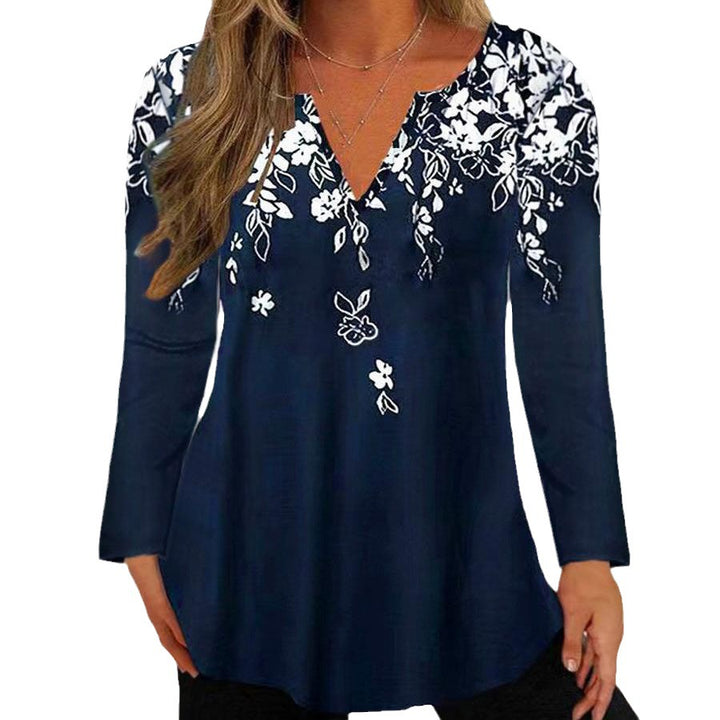 Damebluse med floral broderi Stilla