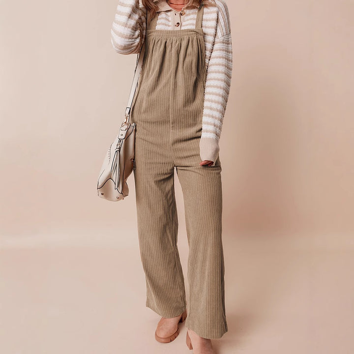 Dame Casual Cord Overall med Lomme og Justerbare Stropper Stilla