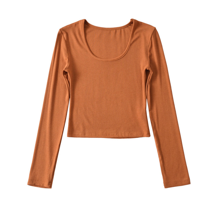 Dame afslappet langærmet cropped shirt med rund udskæring og figursyet snit Stilla