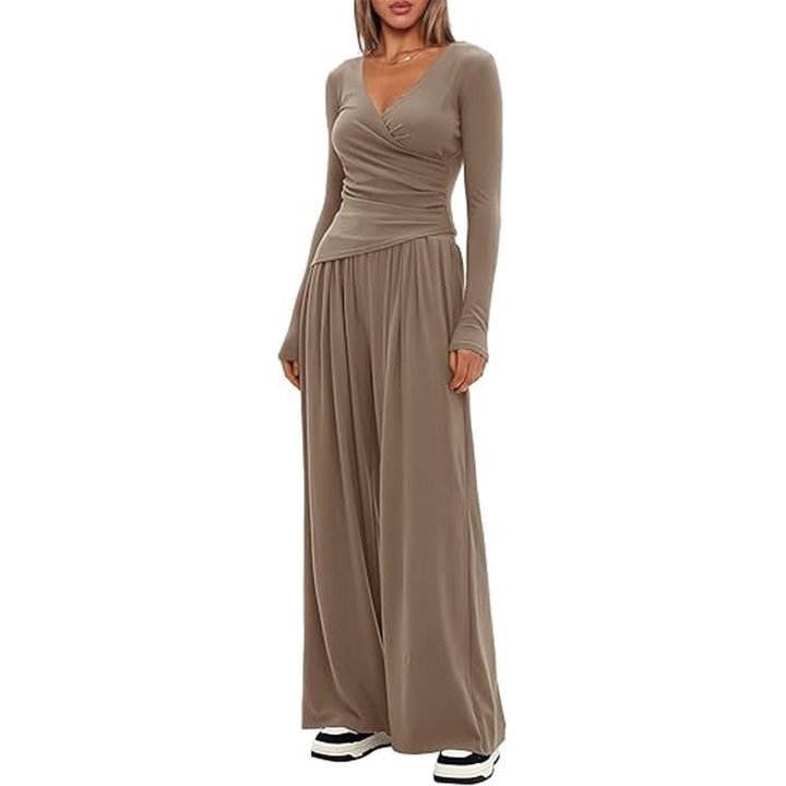 Dame Elegant Wrap-Overall med bred ben og moderne detaljer Skovae