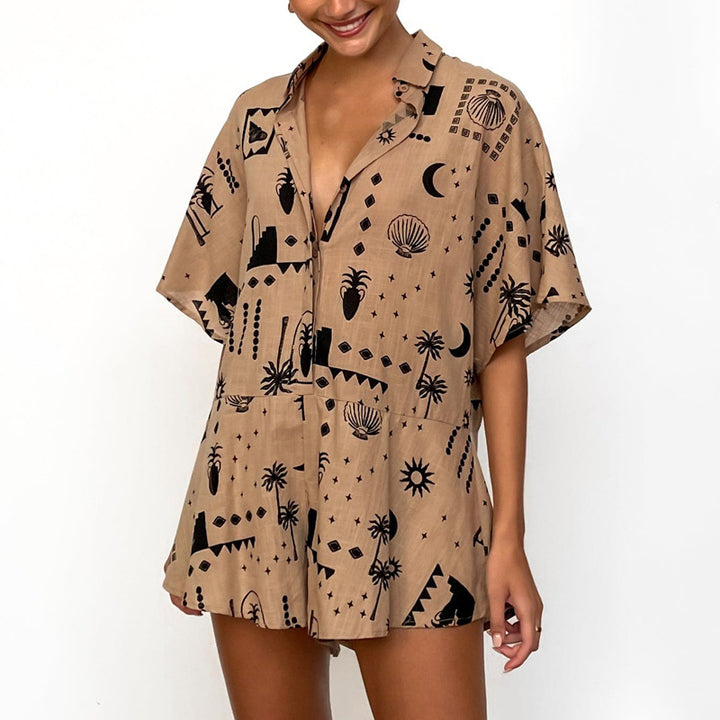 Dame sommerbluse med farverigt print og afslappet snit Stilla