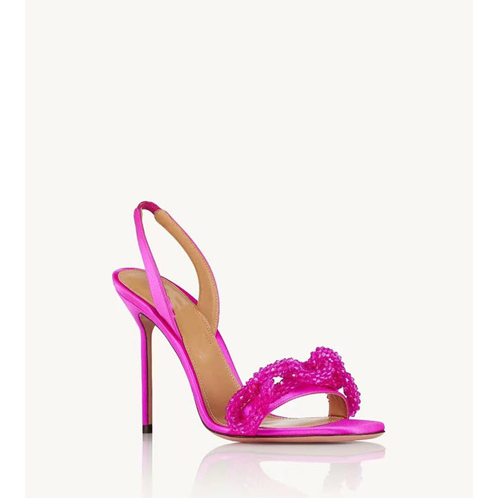 Femme Elegante Høje Slippers Slingback Sandaler med Pyntet Sløjfe Detalje Stilla