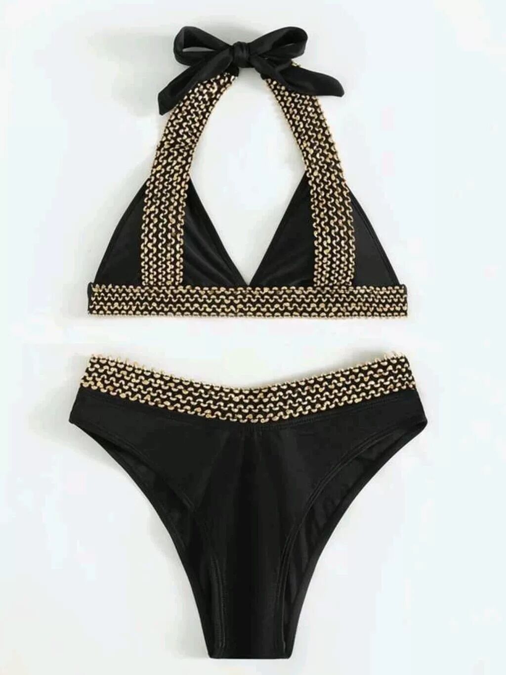 Dame Halterneck-Bikini-sæt med metalliske accenter Stilla