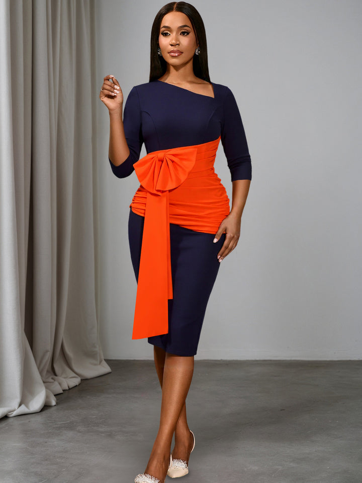Dame Effortlessly Chic Kjole med asymmetrisk design og voluminøst flæseelement Skovae