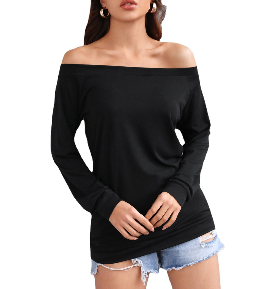 Dame Off-Shoulder Langærmet skjorte med bred pasform Stilla