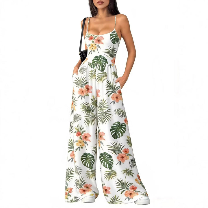 Dame Elegant jumpsuit med geometrisk print og brede ben Skovae