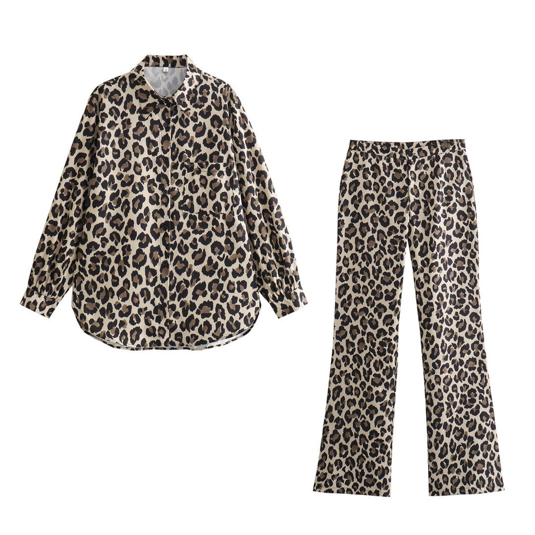 Femme Leopard-Print Bred Bukser Stilla