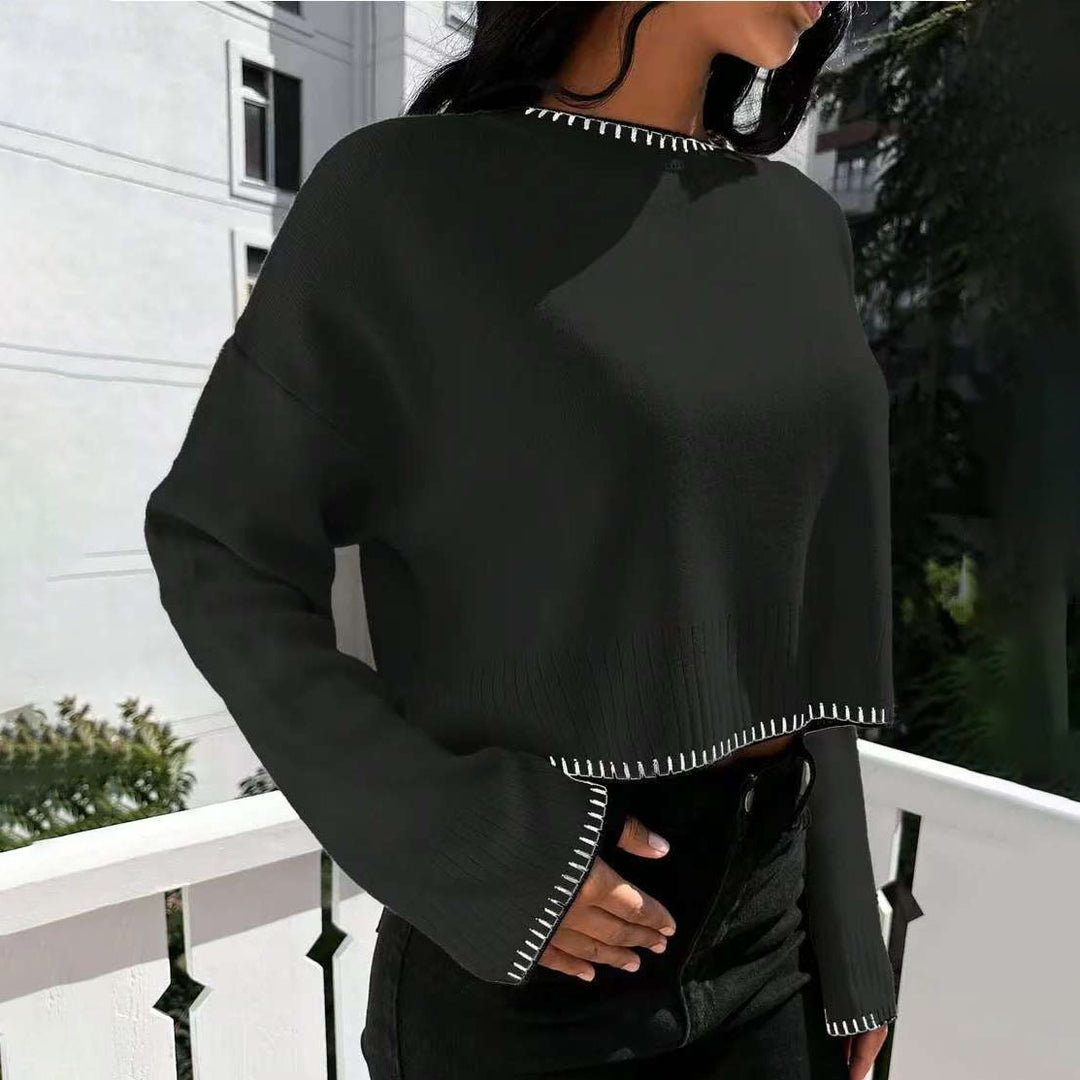 Femme Cropped Tekstureret Strik Sweater Stilla