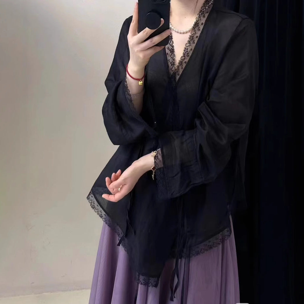 Femme Letvægts Transparent Lagdelt Bluse Stilla