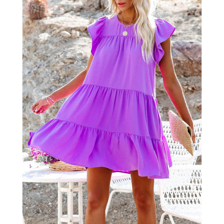 Dame Casual Rynket Lag Mini Kjole Stilla