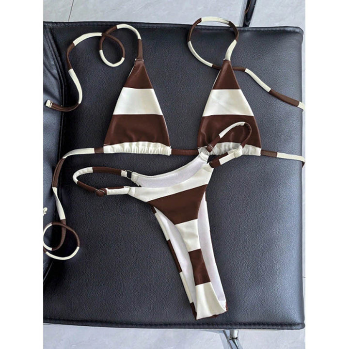 Dame Triangel-Bikini med iøjnefaldende stribedesign Skovae