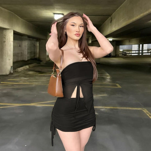 Damen Bandeau-Top mit asymmetrischem Schnitt und Rüschendetails Skovae