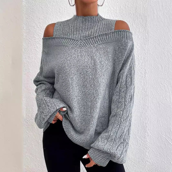 Dame moderigtig sweater med Off-Shoulder design og struktureret strik Stilla